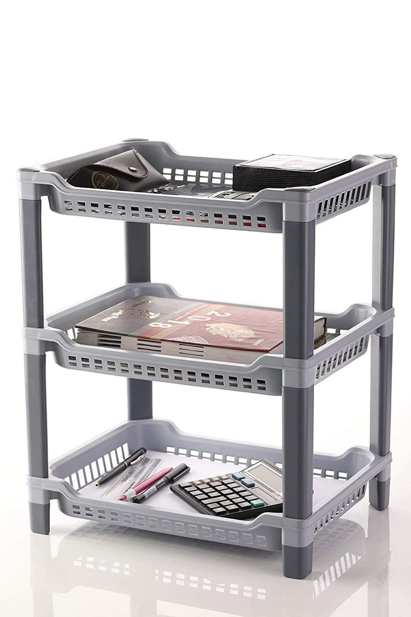 Foliam Multi Purpose Plastic Rack 3 Shelfs 3Layers Fruits Vegetable Storage Household Office Stand Unbreakable Plastic Kitchen Rack Multicolor - Image 2