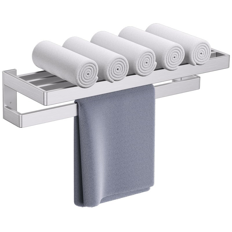 TNOMS Brushed Nickel Double Towel Rack for Bathroom,Multi-Layer Towel Bar/Towel Holder Stainless Steel Wall-Mounted Bathroom Hardware Accessories 23.6-inch - Image 1