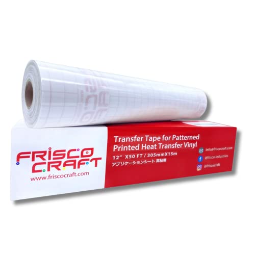 Frisco Craft Transfer Tape for Heat Transfer Vinyl - Iron on Clear Tape for Printable and Patterned HTV and Adhesive, Large & Small Crafts, Heat Press, Reusable UP to 5 Times, High Tack (12" x 10 ft) - Image 1