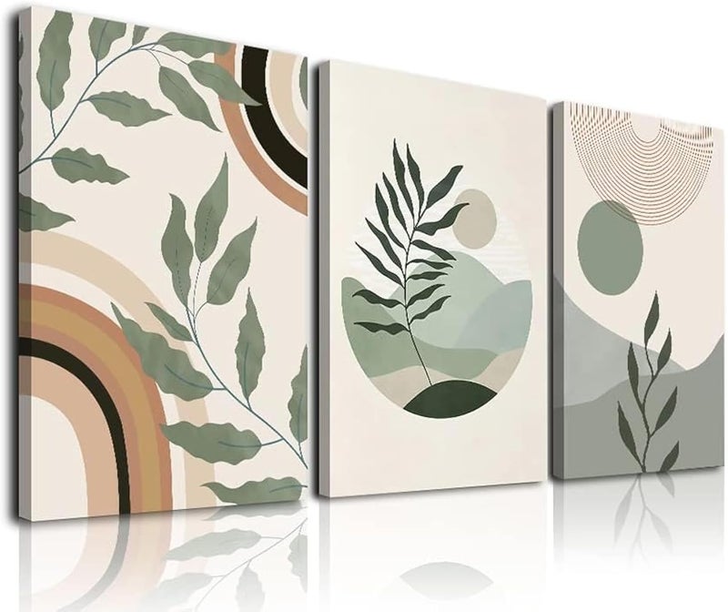 ASTRDECOR Sage Green Boho Wall Art Set of 3 - Image 1