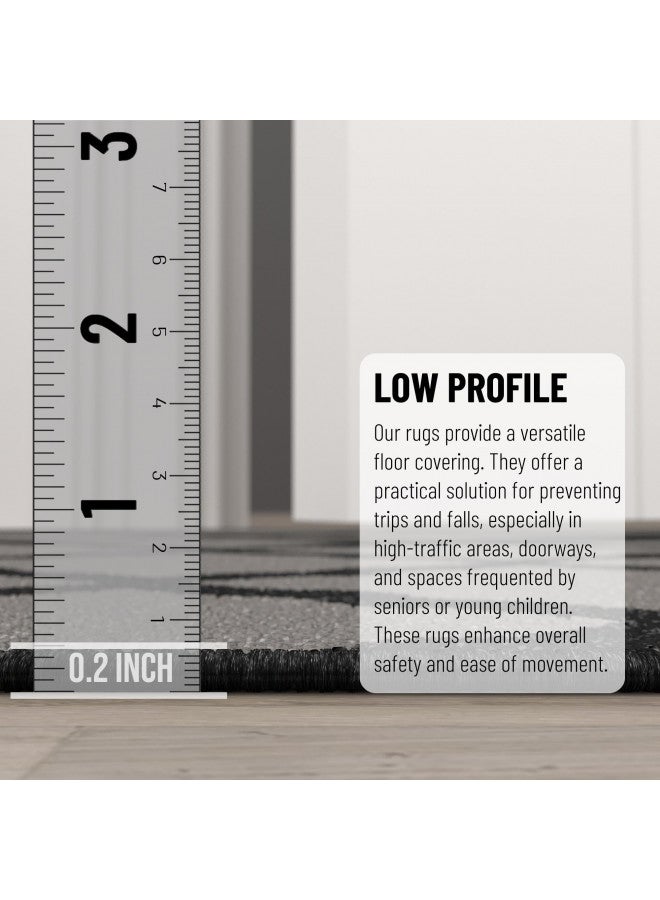 Ottomanson Machine Washable Moroccan Trellis Design Non-Slip Rubberback 2x5 Traditional Indoor Runner Rug for Hallway, Kitchen, Bedroom, Entryway, 20" x 59", Dark Gray - Image 4