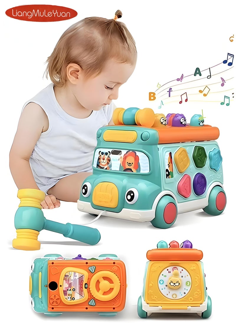 LiangMuLeYuan Pounding Toys for Toddlers Educational Toy Pull Along Bus Gopher Toy for Boys Girls Birthday Gift  - Image 1