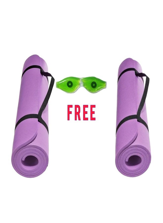 FLY LITE Flylite 2 Pc Premium Yoga Mat Combo with Carrying Strap & FREE Alovera Eye Pack (GREEN & PURPLE) - Image 3