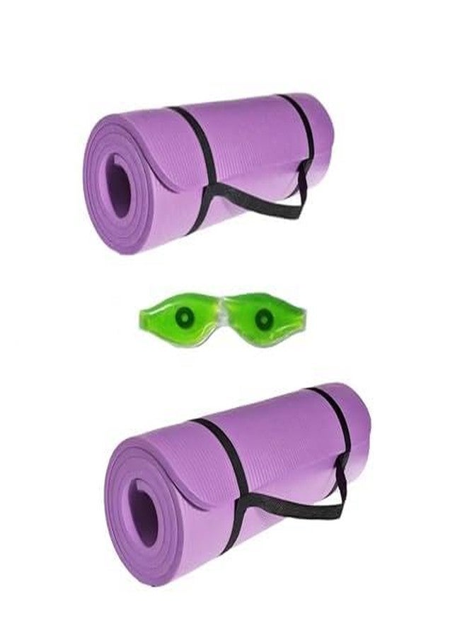 FLY LITE Flylite 2 Pc Premium Yoga Mat Combo with Carrying Strap & FREE Alovera Eye Pack (GREEN & PURPLE) - Image 2