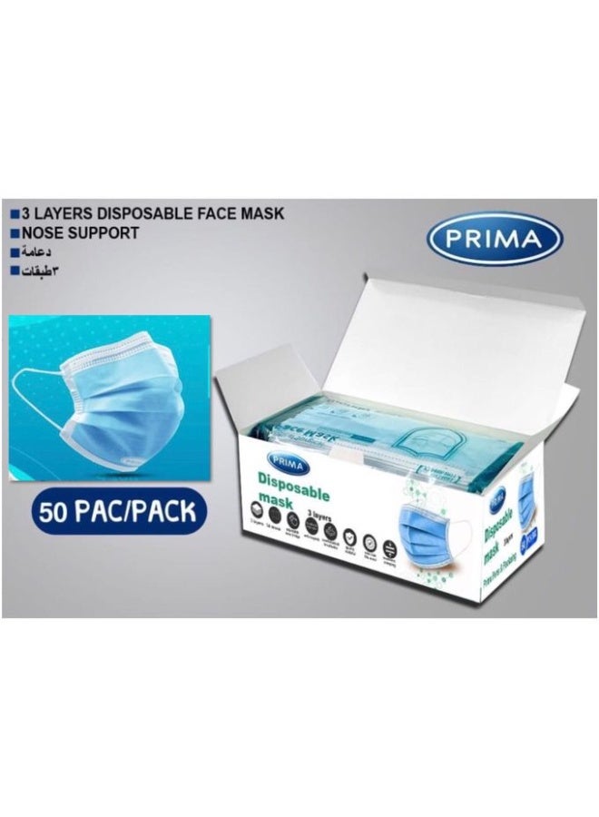 Prima Disposable Face Mask - 3 Layers - Earloop - Nose Clip - 50Pcs - Image 5
