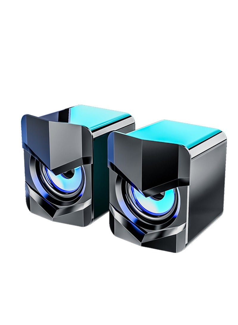صدى سماعات الكمبيوتر، مكبر صوت ستيريو سلكي صغير للكمبيوتر الشخصي يعمل بمنفذ USB مع إضاءة محيطة 3.5 مم مدخل Aux للهواتف والأجهزة اللوحية والكمبيوتر المحمول - Image 1