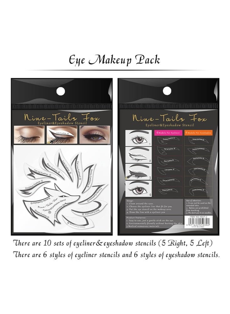 Jorzz Nine-Tails Fox, Cat Eyeliner Eyeshadow Stencil Sticker, Stamp Pad Stencil Sticker Set for Eyeshadow and Eyeliner for Makeup Beginners Essentials  | 5Pack| -12Pairs/Pack - Image 4