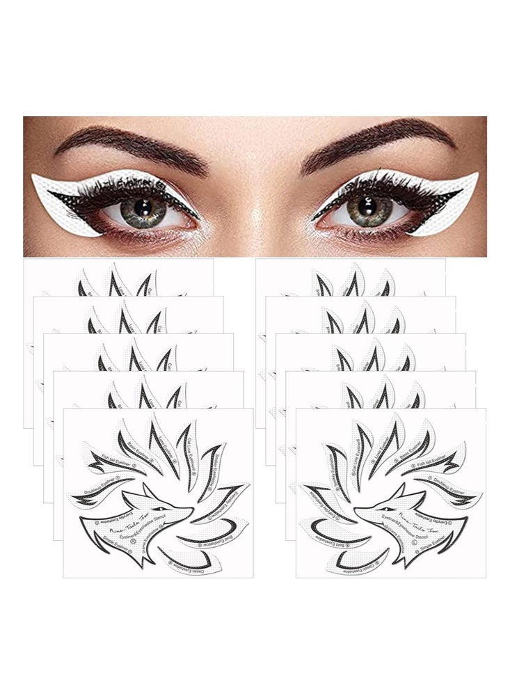 Jorzz Nine-Tails Fox, Cat Eyeliner Eyeshadow Stencil Sticker, Stamp Pad Stencil Sticker Set for Eyeshadow and Eyeliner for Makeup Beginners Essentials  | 5Pack| -12Pairs/Pack - Image 1