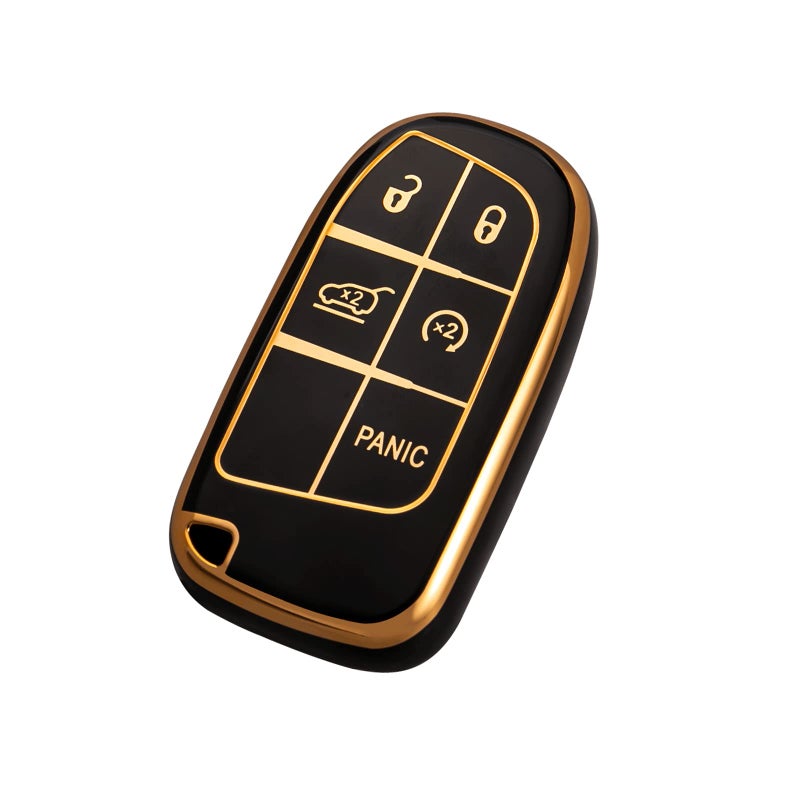 غطاء مفتاح OFFCURVE لجيب دودج - غطاء حماية ناعم من TPU متوافق مع جيب جراند شيروكي رينيغيد كرايسلر 200 300 دودج جورنيو فيات دورانغو تشالنجر حامل مفتاح ذكي أسود