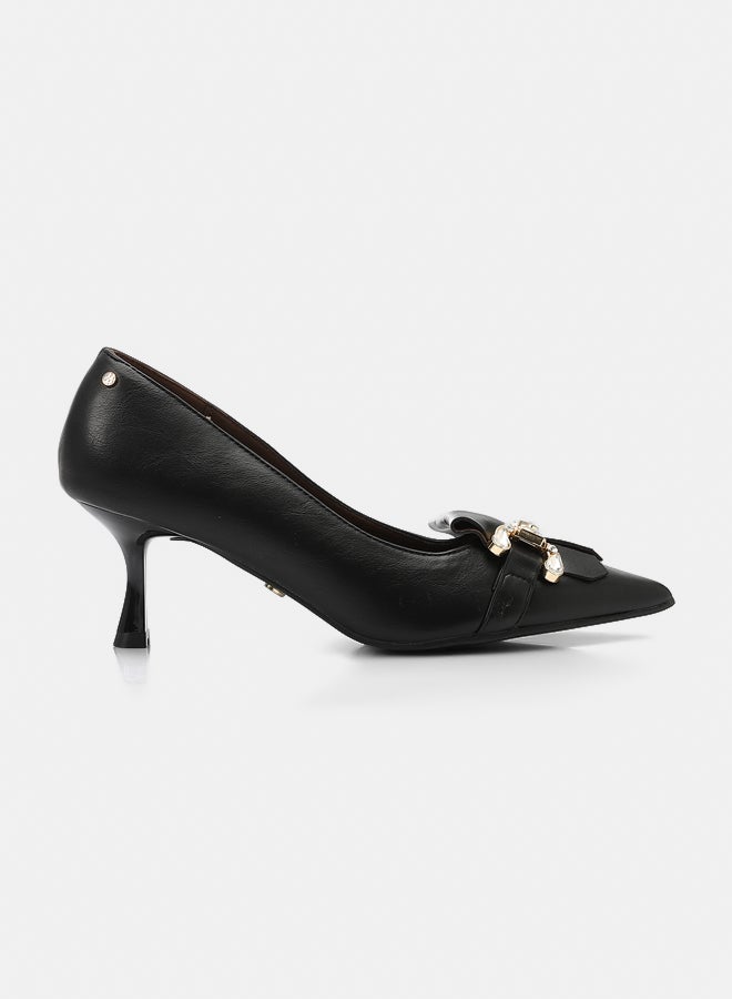 Dejavu Shoes JAL-DVTX-011 Leather With A Gold Buckle Heels For Women - Image 1