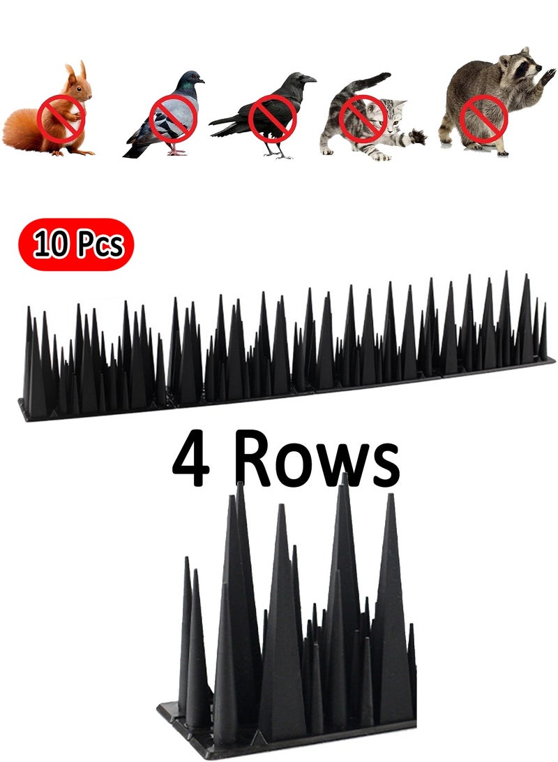 Generic Bird Spikes, 10 Pack Pigeon & Squirrel Deterrent with 4-Layer Height Design, Durable Cuttable Anti-Bird Spikes for Fence, Railing, Roof, Garden – Easy to Install & Stackable for Outdoor Use (Black)  - Image 1