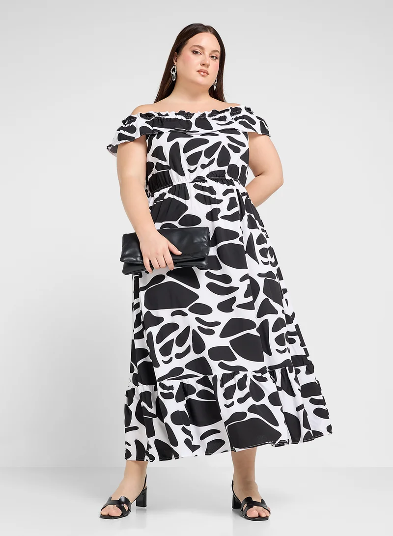 جينجر بلس Abstract Print Dress