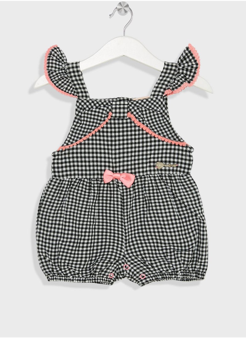 Nautinati - Nauti Nati Girls Checked Flutter Sleeves Bow Detail Pure Cotton Playsuit - Image 1
