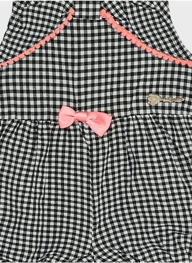 Nautinati - Nauti Nati Girls Checked Flutter Sleeves Bow Detail Pure Cotton Playsuit - Image 1