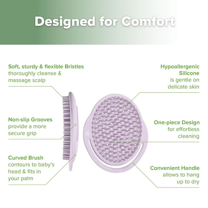 haakaa فرشاة شامبو سيليكون هاكaa  فرشاة قشرة الرأس  مشط  فرك شعر الأطفال  أساسيات حديثي الولادة  1 حزمة لافندر - Image 5
