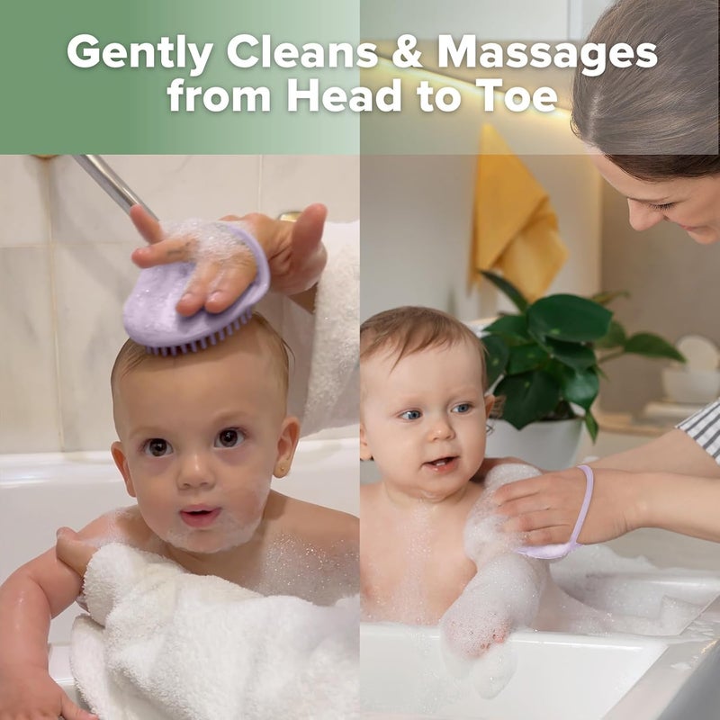 haakaa فرشاة شامبو سيليكون هاكaa  فرشاة قشرة الرأس  مشط  فرك شعر الأطفال  أساسيات حديثي الولادة  1 حزمة لافندر - Image 3
