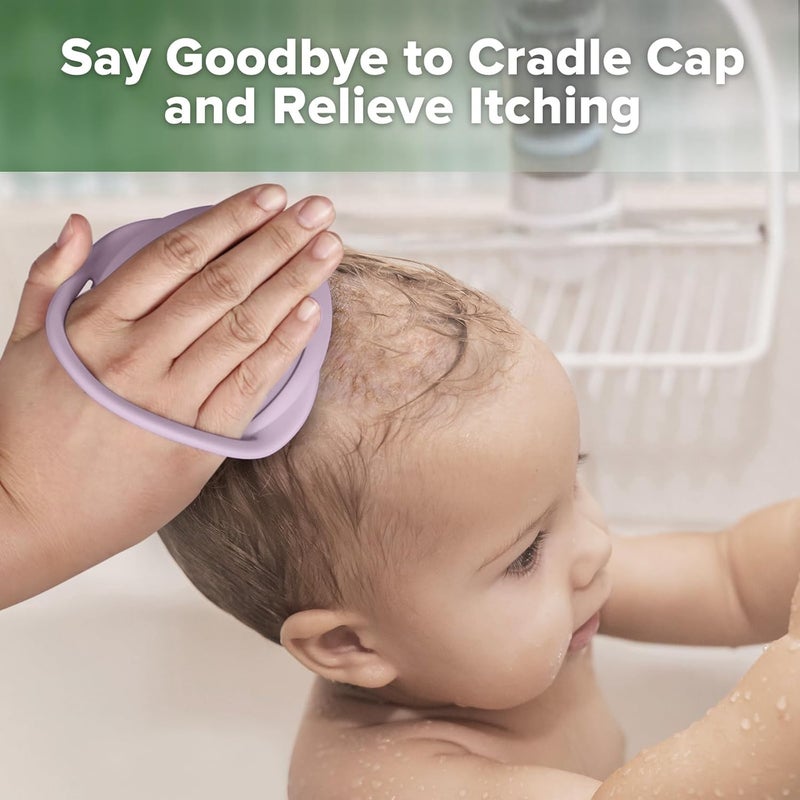 haakaa فرشاة شامبو سيليكون هاكaa  فرشاة قشرة الرأس  مشط  فرك شعر الأطفال  أساسيات حديثي الولادة  1 حزمة لافندر - Image 4