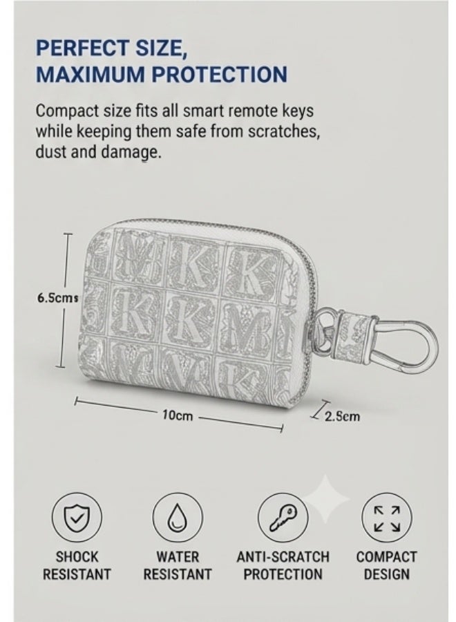 Premium PU Leather Car Key Case with Zipper – Protective Smart Car Key Holder with Metal Hook & Built-in Key Chain – Anti-Scratch, Shock Resistant & Compact Key Fob Organizer - Image 4