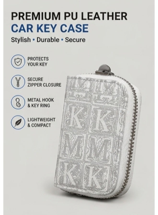 Premium PU Leather Car Key Case with Zipper – Protective Smart Car Key Holder with Metal Hook & Built-in Key Chain – Anti-Scratch, Shock Resistant & Compact Key Fob Organizer - Image 1