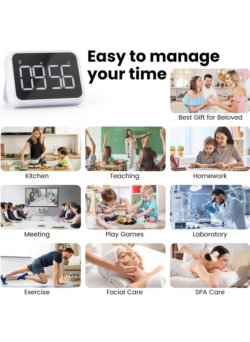 SYOSI - Kitchen Timer Loud Digital, USB Rechargeable with Large LCD Display & Adjustable Loud Alarm, Digital Timer, Egg Timer, Kitchen Timers for Cooking, Timer for Kids, Ideal Magnetic TimerDesk Timer - Image 1