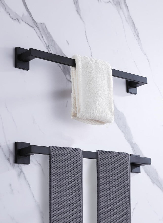 LANC Black Towel Bar for Bathroom Wall Mounted 16-Inche Matte Black Bath Towel Rack Stainless Steel Towel Rod for Cabinet Kitchen Towel Holder Towel Hanger Towel Rail, A9010MB-L4 - Image 2
