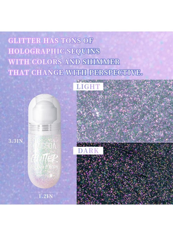 DAGEDA Body Glitter Gel, Roll-on Face Glitter for Mermaid Makeup Festival Rave Accessories, Holographic Hair Glitter Gel,Body Shimmer Halloween Makeup for Rave Party (Sparkling Pink) - Image 3
