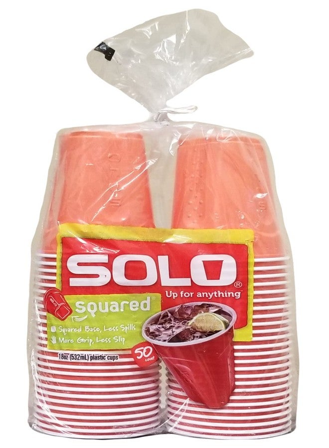 Solo Squared Party Cups, 18 Ounce, Living Coral, 50 Cups (Like Orange) - Image 2
