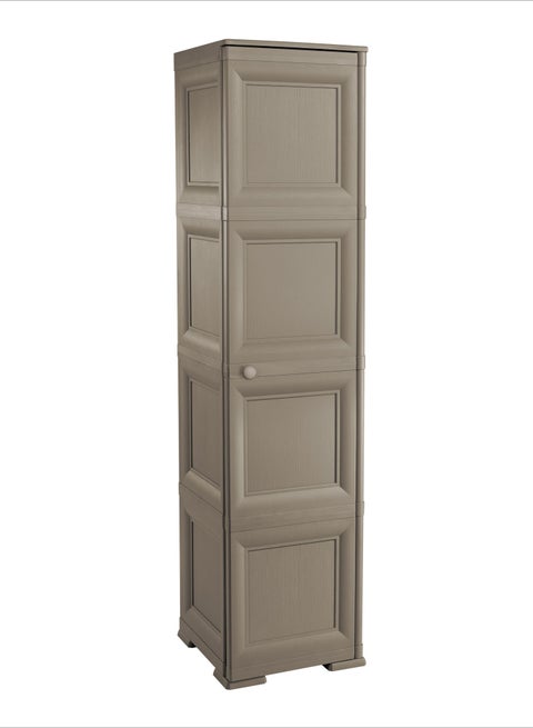 Tontarelli Storage Cabinet, Made in Italy, for Home, Office & Outdoor, Garage Organizer, Multipurpose Storage Cupboard with 1 door, 4 Compartments & 3 Shelves, 40L x 43W x 164H cm, Dark Brown