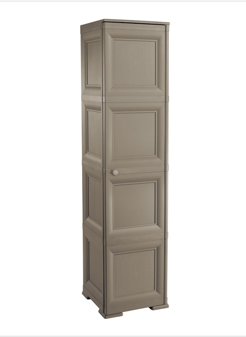 Tontarelli Tontarelli Storage Cabinet, Made in Italy, for Home, Office & Outdoor, Garage Organizer, Multipurpose Storage Cupboard with 1 door, 4 Compartments & 3 Shelves, 40L x 43W x 164H cm, Dark Brown  - Image 1