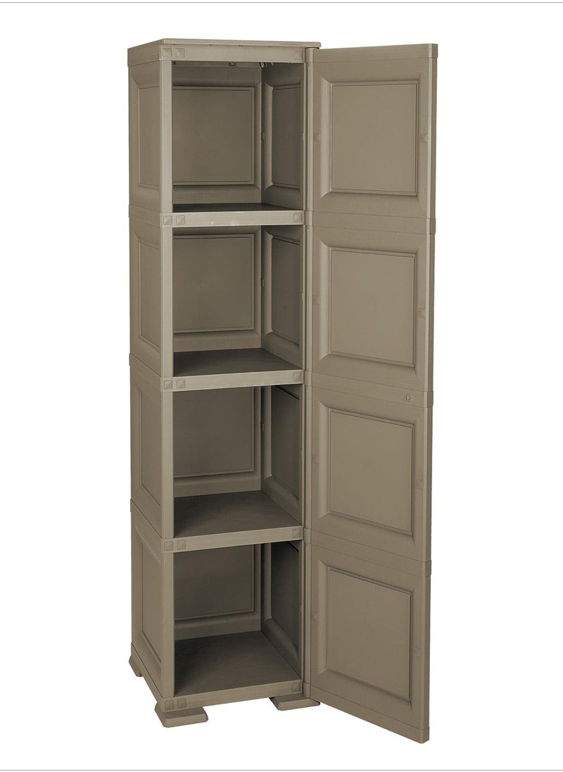 Tontarelli Tontarelli Storage Cabinet, Made in Italy, for Home, Office & Outdoor, Garage Organizer, Multipurpose Storage Cupboard with 1 door, 4 Compartments & 3 Shelves, 40L x 43W x 164H cm, Dark Brown  - Image 2
