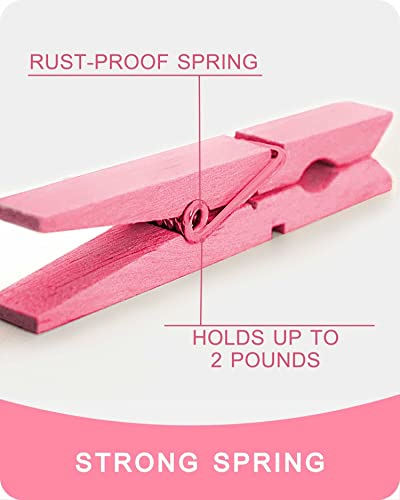 SF SOONEAT Clothes Pins, Pink Colored Wooden Clothespins for Baby Shower Game, Wreath, Crafts, Strong Grip Close Pins Birchwood Clips Clothespin Clothing Pegs for Hanging Clothing Photos, 2.83 Inch, Pack of 50 - Image 4