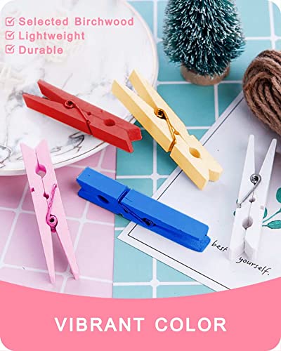 SF SOONEAT Clothes Pins, Pink Colored Wooden Clothespins for Baby Shower Game, Wreath, Crafts, Strong Grip Close Pins Birchwood Clips Clothespin Clothing Pegs for Hanging Clothing Photos, 2.83 Inch, Pack of 50 - Image 2