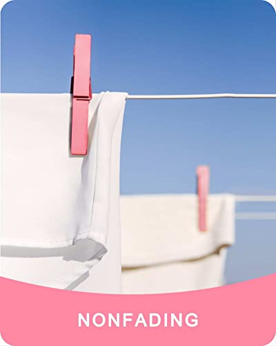 SF SOONEAT Clothes Pins, Pink Colored Wooden Clothespins for Baby Shower Game, Wreath, Crafts, Strong Grip Close Pins Birchwood Clips Clothespin Clothing Pegs for Hanging Clothing Photos, 2.83 Inch, Pack of 50 - Image 3