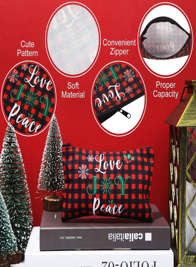 Saintrygo 30 Pieces Christmas Gift Makeup Bags Plaid Cosmetics Bag Merry Christmas and Santa Goodie Bags with Snowman, Reindeer, Multicolor - Image 2