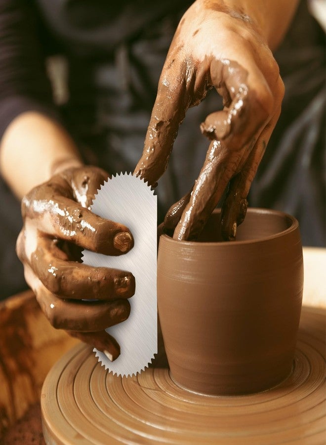 YQQYG 4 PCS Stainless Steel Pottery Ribs, Metal Scraper Ceramic Tools, Silver Pottery Tools, Serrated Scraper Ceramic Tools for Pottery Sculpture - Image 5