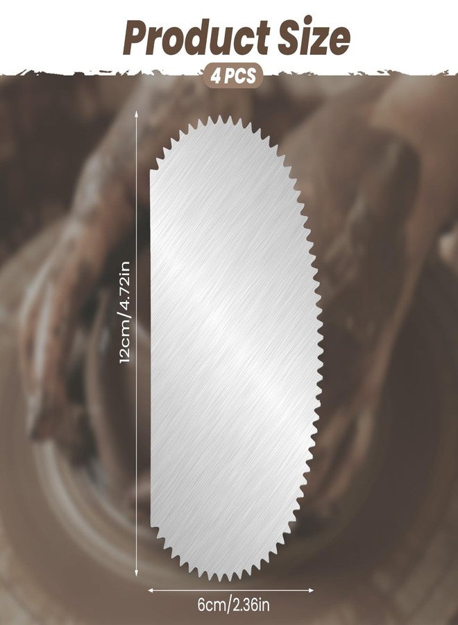 YQQYG 4 PCS Stainless Steel Pottery Ribs, Metal Scraper Ceramic Tools, Silver Pottery Tools, Serrated Scraper Ceramic Tools for Pottery Sculpture - Image 2