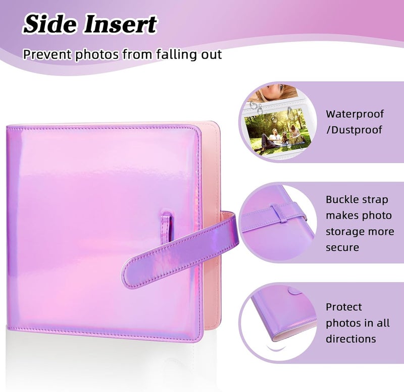 Ruibytree 360 Pockets Mini Photo Album for Fujifilm Instax Mini 12 11 9 40 99 90 8 7 Evo LiPlay,Compatible with Polaroid Snap/PIC-300/Z2300 Cameras & Zip Instant Printer, Kodak 2X3 Film (Magic purple) - Image 3