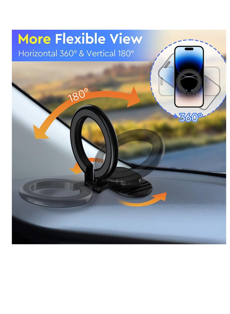SYOSI Magnetic Phone Mount, 360° Rotating Folding Car Phone Mount, Super Strong Magnet Phone Holder for Steering Wheel and Dashboard, for iPhone 14 13 12, (Black) - Image 3