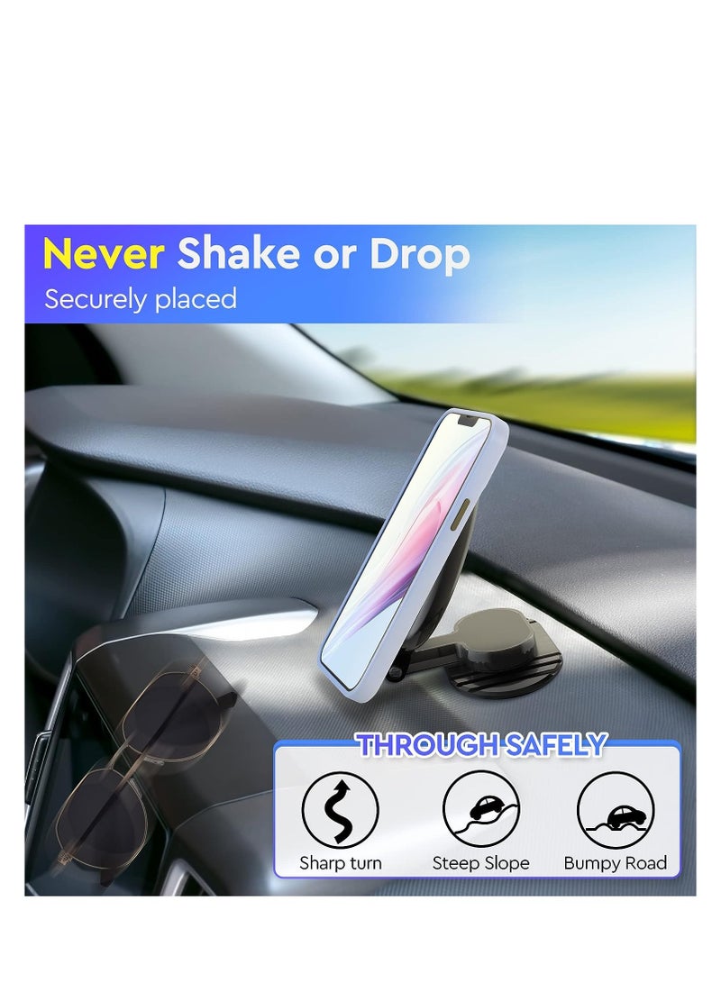 SYOSI Magnetic Phone Mount, 360° Rotating Folding Car Phone Mount, Super Strong Magnet Phone Holder for Steering Wheel and Dashboard, for iPhone 14 13 12, (Black) - Image 4