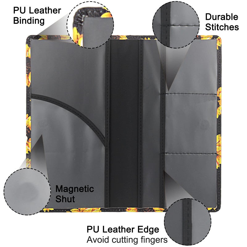 LumiMokki Premium Car Registration & Insurance Card Holder with Magnetic Shut, Vehicle Glove Box Car Organizer - For Documents, Cards, License (Sunflower B) - Image 3