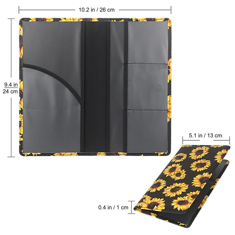 LumiMokki Premium Car Registration & Insurance Card Holder with Magnetic Shut, Vehicle Glove Box Car Organizer - For Documents, Cards, License (Sunflower B) - Image 2