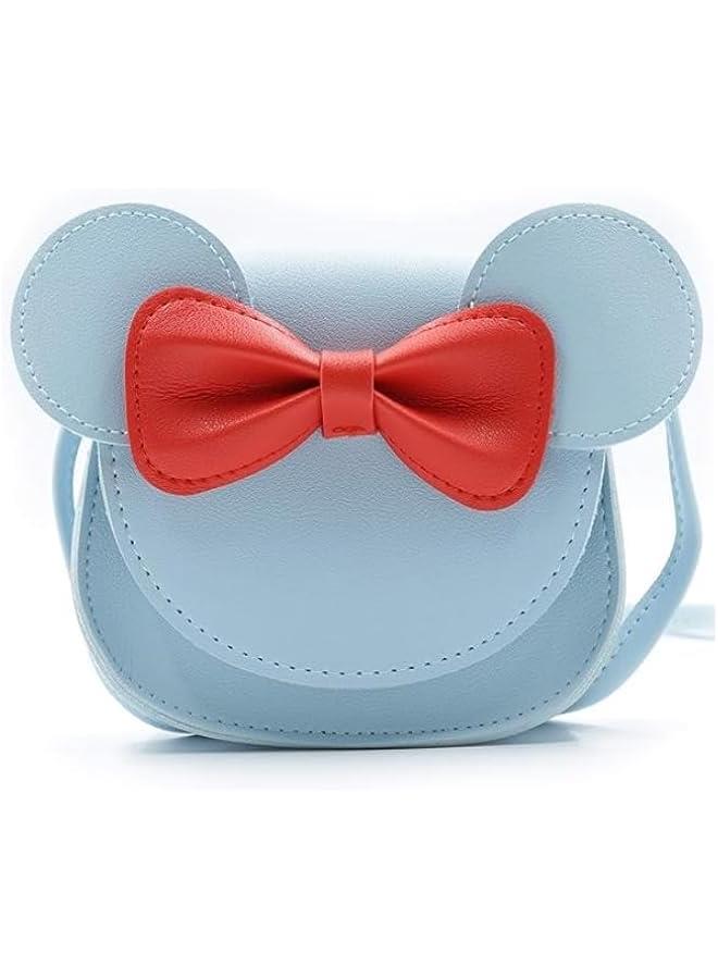 HOOKOR Little Girls Toddlers Mini Crossbody Shoulder Bag Coin Purse with Cute Mouse Ear Bowknot (Blue) - Image 1