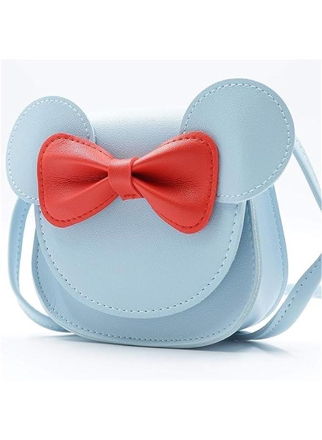 HOOKOR Little Girls Toddlers Mini Crossbody Shoulder Bag Coin Purse with Cute Mouse Ear Bowknot (Blue) - Image 2