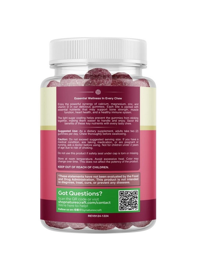 Natures Craft جواهر الكالسيوم والمغنيسيوم والزنك - مكملات المغنيسيوم والزنك والكالسيوم مع فيتامين د3 لصحة الأسنان والعظام - معتمد كوشير خالي من الكائنات المعدلة وراثيًا وخالي من الجيلاتين وصديق للنباتيين (إمداد لمدة 3 أشهر) - Image 2