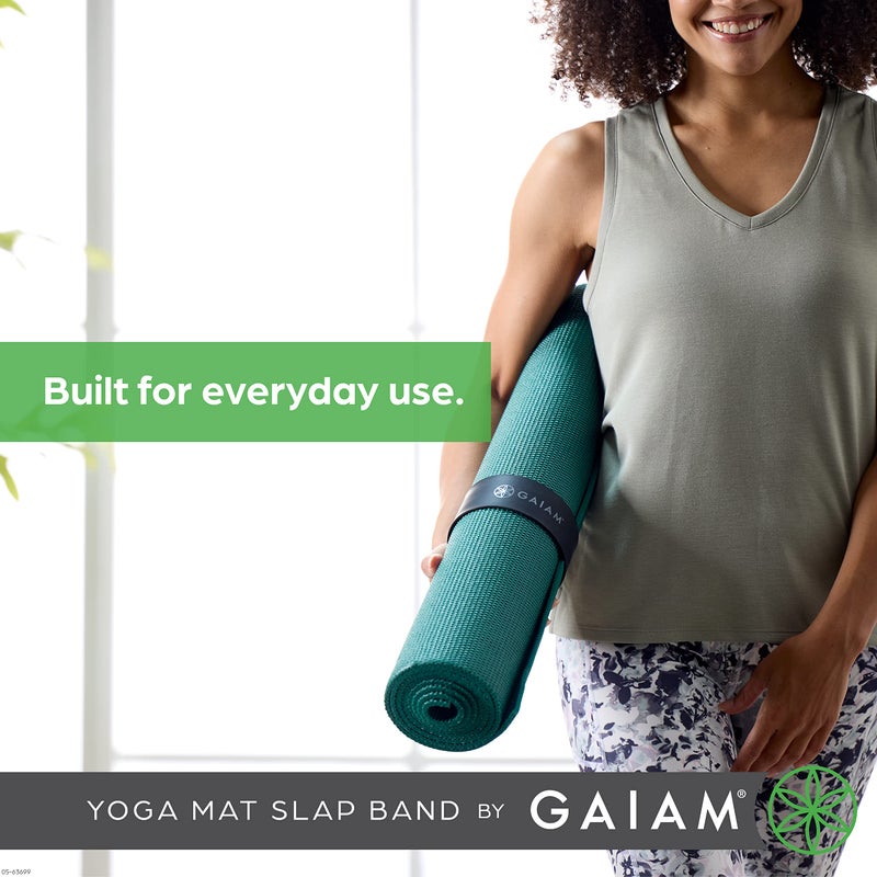 Gaiam Yoga Mat Strap Slap Band - Keeps Your Mat Tightly Rolled and Secure with One Snap - Strong Clasp for Yoga Mat Storage and Travel - Fits Most Size Mats (20"L x 1.5"W), Black - Image 5