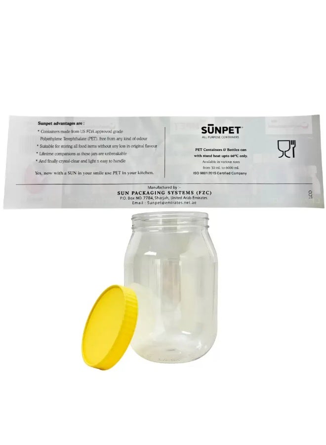 Sunpet Sunpet Multipurpose Large Size Top Yellow Plastic Large Food Storage Container- 3000ml - Image 2