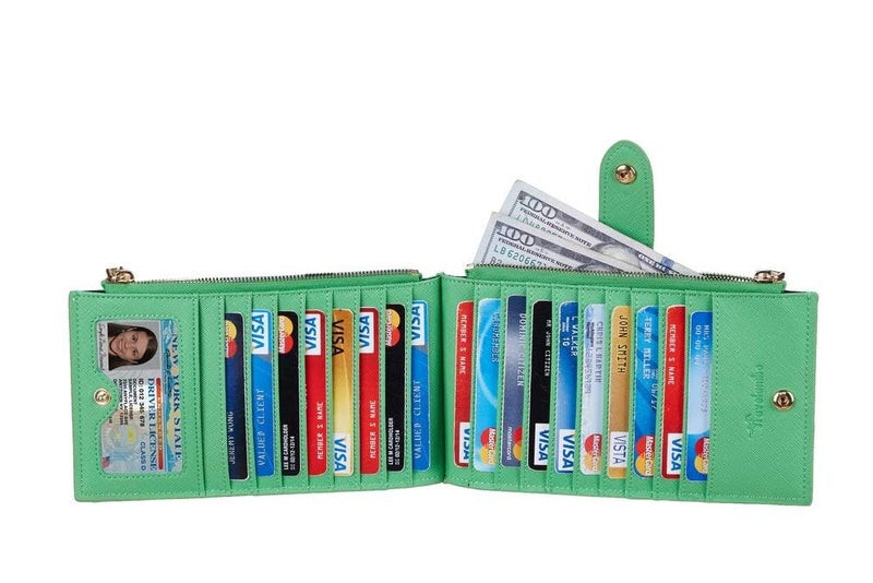 Travelambo RFID Wallet Women Large Size Bifold Multi Card Wallet Case with Zipper Pocke Credit Card Holder for Women - Image 4