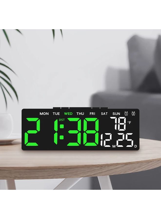 Black Shell Blue Light USB LED Alarm Clock with Temperature Display Adjustable Brightness Night Mode - Image 1