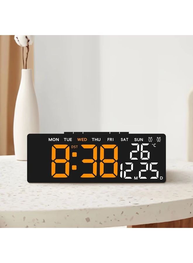 Black Shell Blue Light USB LED Alarm Clock with Temperature Display Adjustable Brightness Night Mode - Image 5