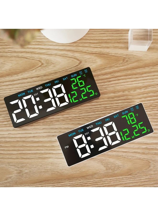 Black Shell Blue Light USB LED Alarm Clock with Temperature Display Adjustable Brightness Night Mode - Image 4